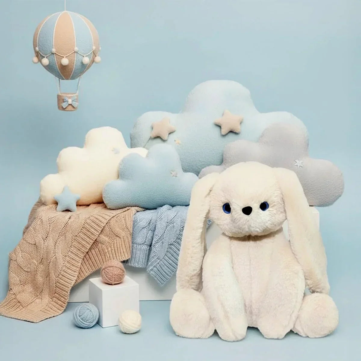 Nibzu Candy Bunny 35cm - Cute Bunny Soft Toy in Rabbit Fur (BEIGE)-soft toys-Nibzu-My Store