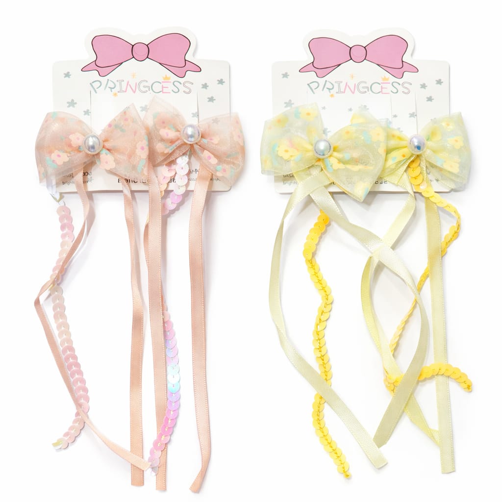 Bow Hair Clips for Girls – Cute Hair Pins Set of 2 Pairs (4 Hair Clips)