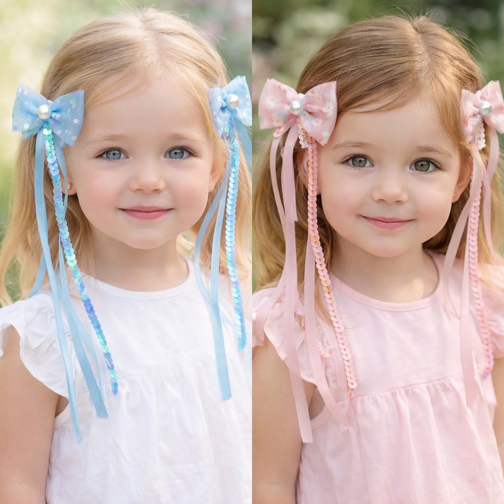 Bow Hair Clips for Girls – Cute Hair Pins Set of 2 Pairs (4 Hair Clips)