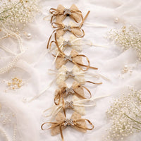 White & Brown Bow Hair Clips Set for Girls – Elegant Hair Accessories (Set of 10/5)