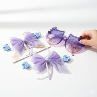 Purple Princess Hair Accessories & Sunglasses Gift Set for Girls