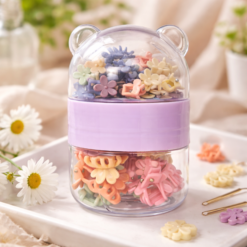 Cute Flower Claw Clip Set (50 Small + 10 Big) – Hair Clutcher & Hair Accessories for Kids and Girls