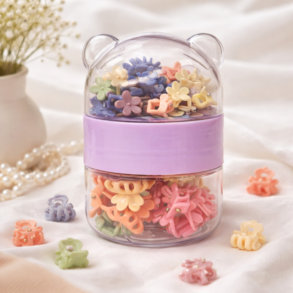 Cute Flower Claw Clip Set (50 Small + 10 Big) – Hair Clutcher & Hair Accessories for Kids and Girls