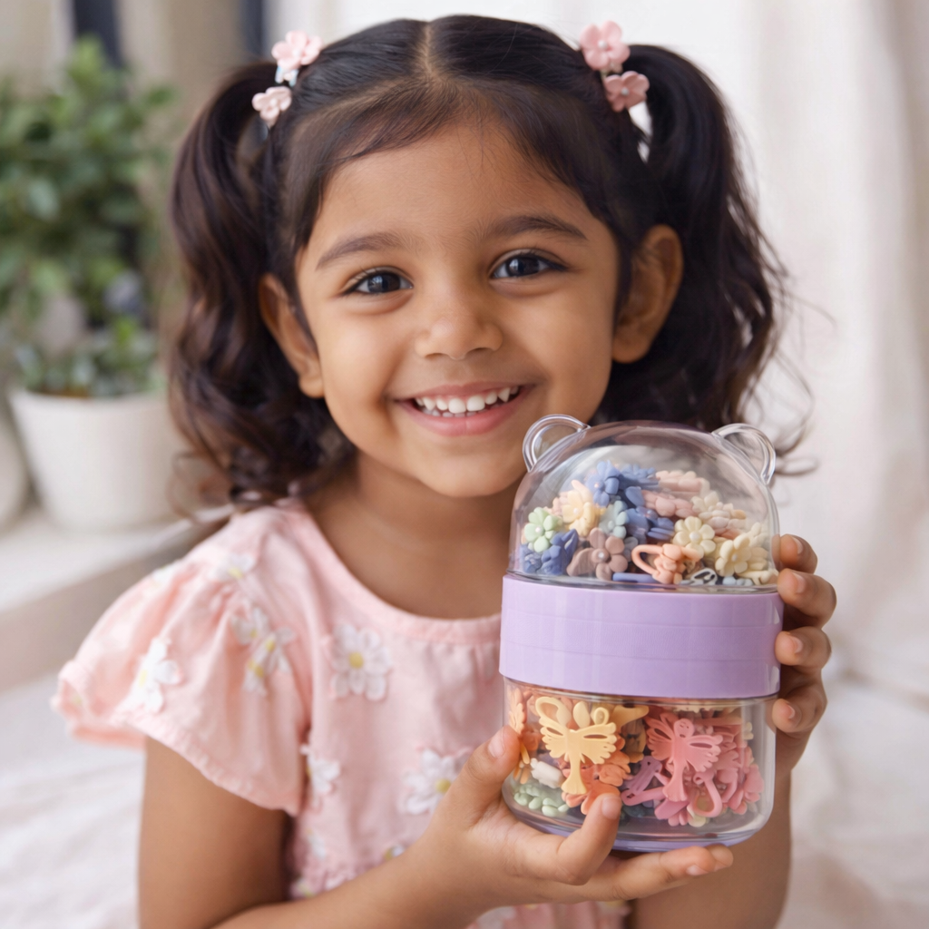 Cute Flower Claw Clip Set (50 Small + 10 Big) – Hair Clutcher & Hair Accessories for Kids and Girls