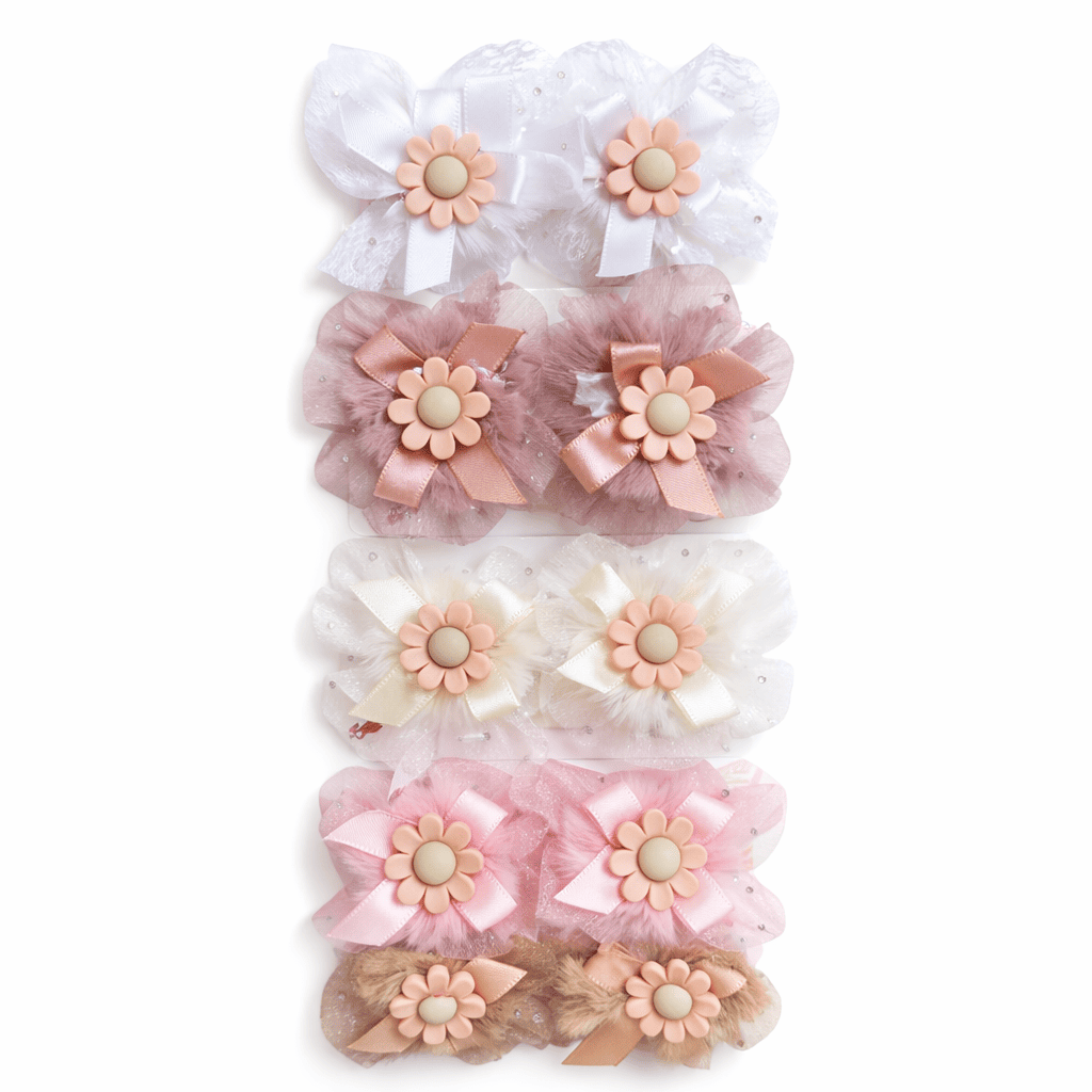 Cute Floral Bow Hair Clips for Kids | Baby Hair Clips & Soft Hair Accessories (Set of 10)