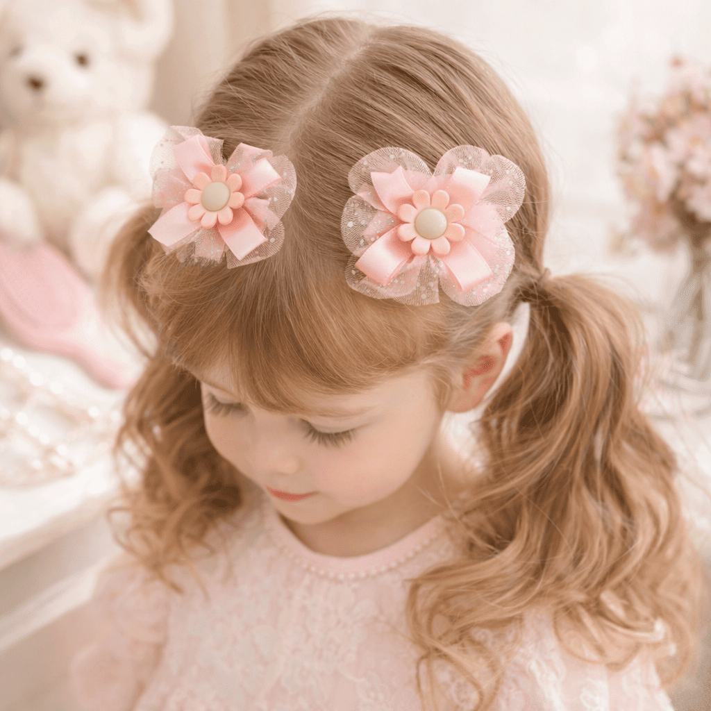 Cute Floral Bow Hair Clips for Kids | Baby Hair Clips & Soft Hair Accessories (Set of 10)