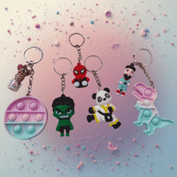 Cute Keychains Set of 5 for Kids & Adults | Panda, Dog & Pop It Key Chain Gift Set