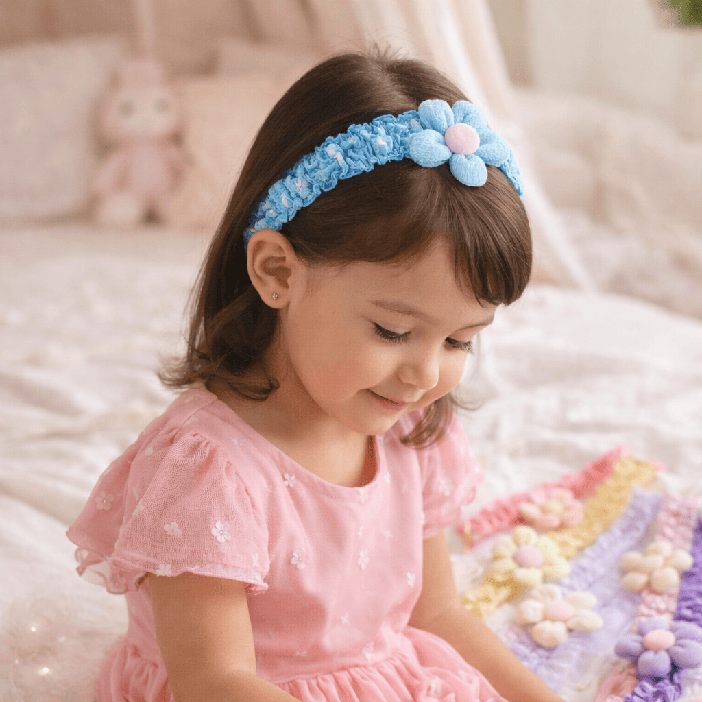 Cute Floral Hair Bands for Kids (Set of 5) | Soft Baby Hair Accessories for Girls