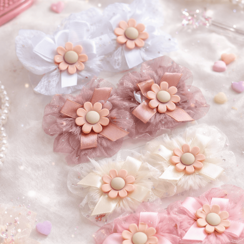 Cute Floral Bow Hair Clips for Kids | Baby Hair Clips & Soft Hair Accessories (Set of 10)