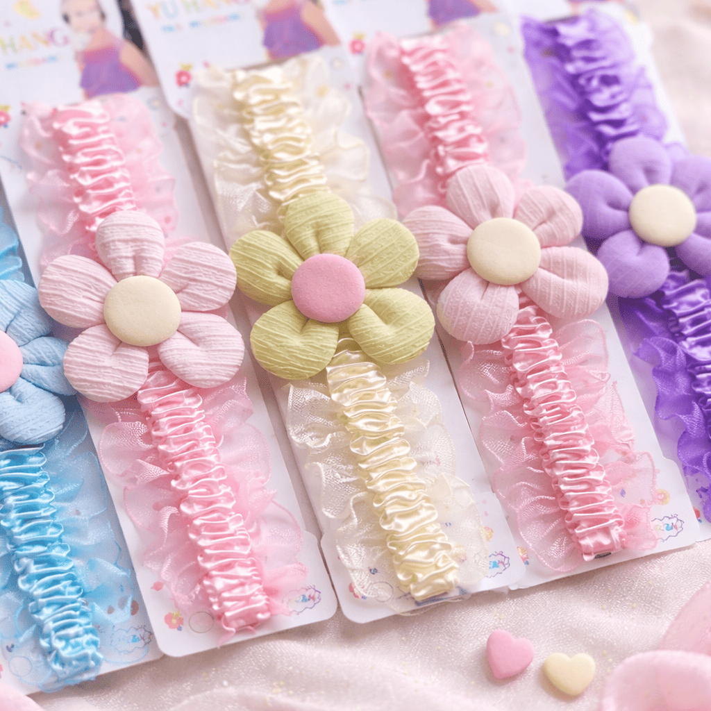 Cute Floral Hair Bands for Kids (Set of 5) | Soft Baby Hair Accessories for Girls